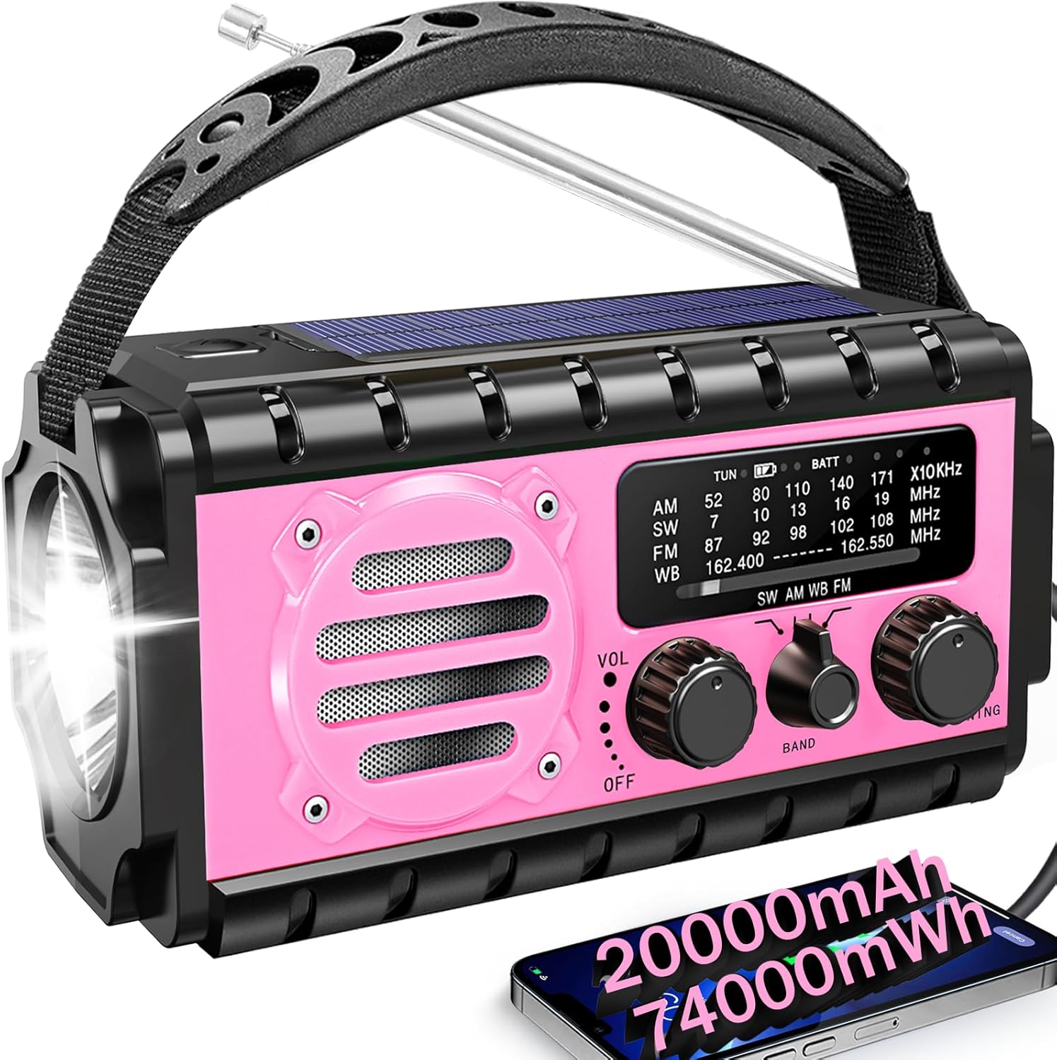 74000mWh Emergency Radio with NOAA Weather Alerts and More