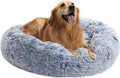 Calming Donut Dog Bed 36 in Round Plush Bed for Large Dogs