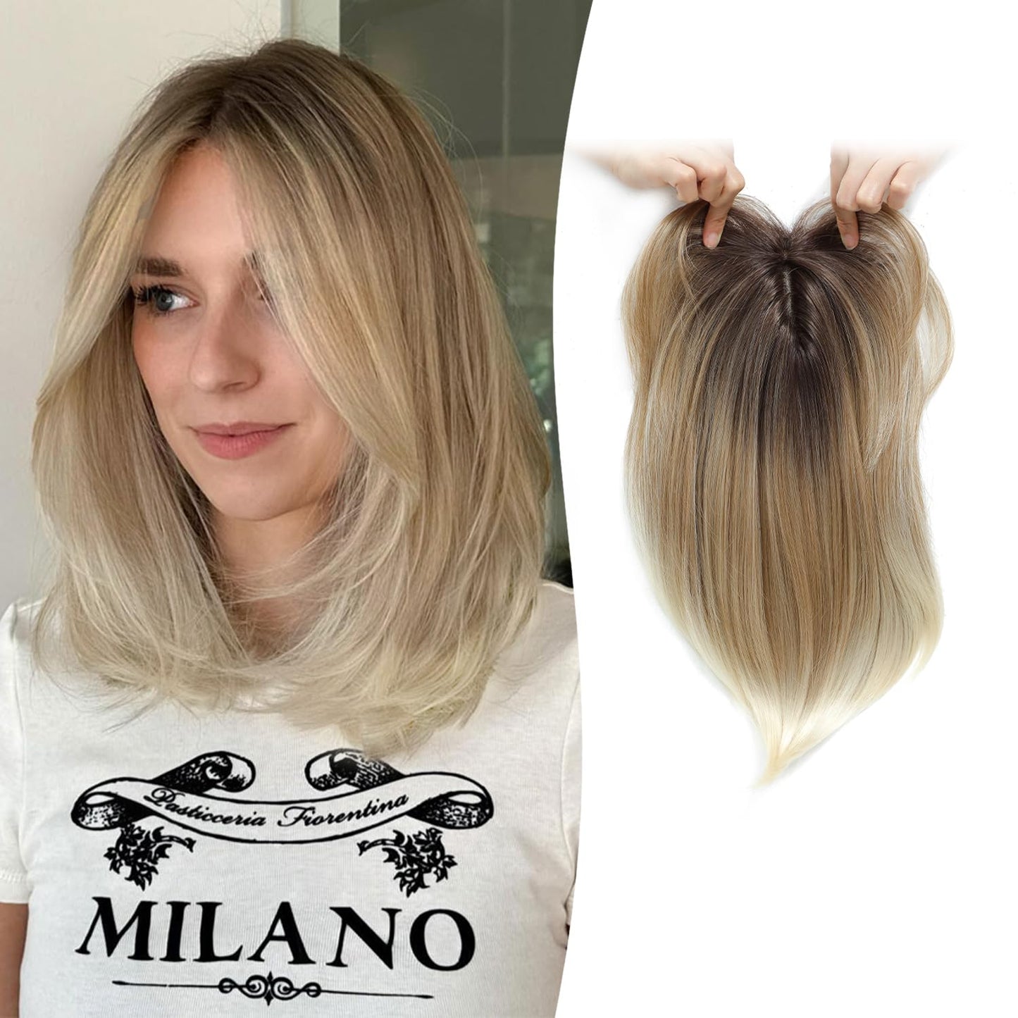 Megito Hair Topper 12in Clip in Synthetic Hair Toppers