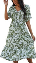 TEMOFON Women's Bohemian Floral Midi Maxi Dress - Flowy Summer Style
