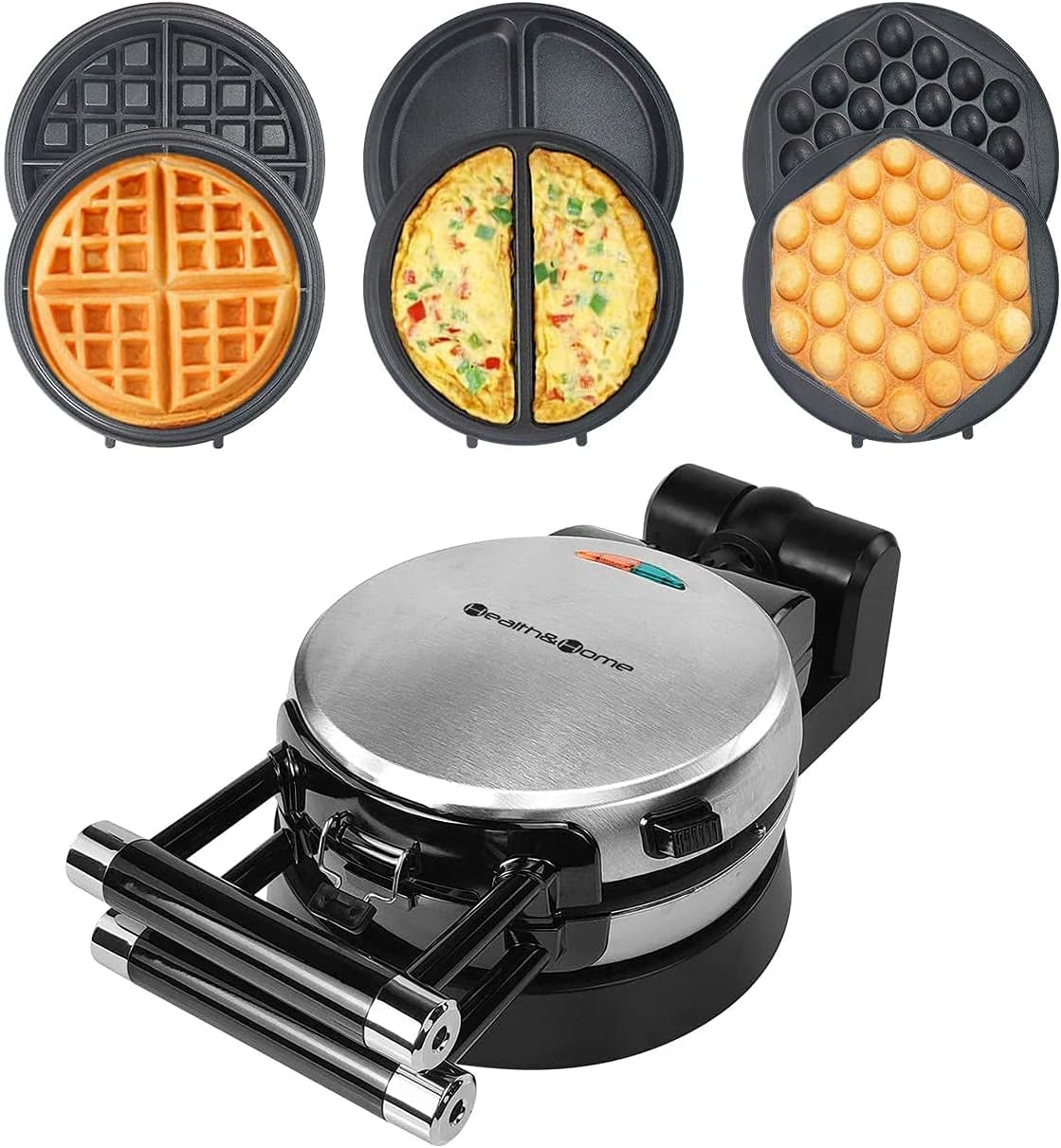 3-in-1 Rotating Waffle Maker, Nonstick Plates, Health & Home