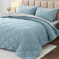 California King Comforter Set Greyish Blue & Light Grey - 7 Piece