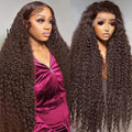 30 Inch Chocolate Brown Deep Wave Lace Front Wig - Full 200% Density