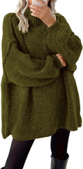 BTFBM Oversized Mock Neck Cable Knit Sweater - Cozy Winter Staple 0-2