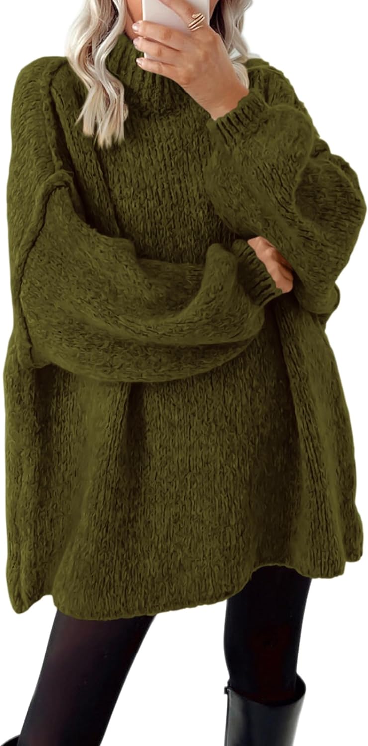 Oversized Mock Neck Cable Knit Sweater for Women in Fall 2025