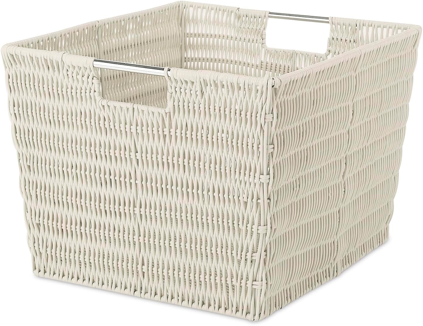 Whitmor Rattique Storage Tote Large Wicker Baskets for Home Use