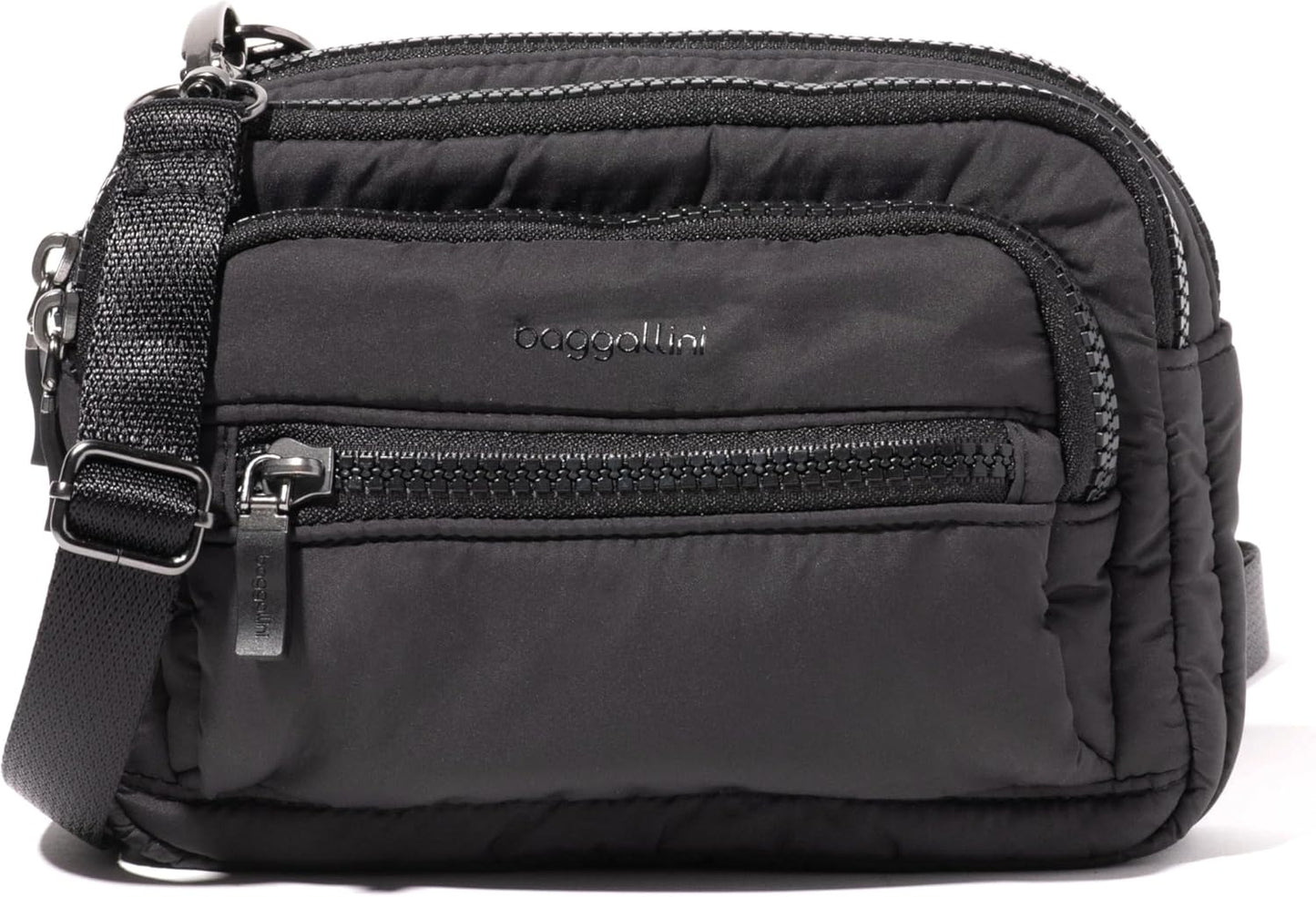 Baggallini Triple Zip Small Crossbody Bag for Women - Versatile
