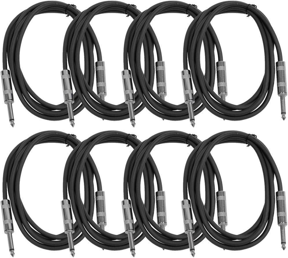 Seismic Audio SASTSX-6 6-Feet TS 1/4-Inch Guitar Cable Pack