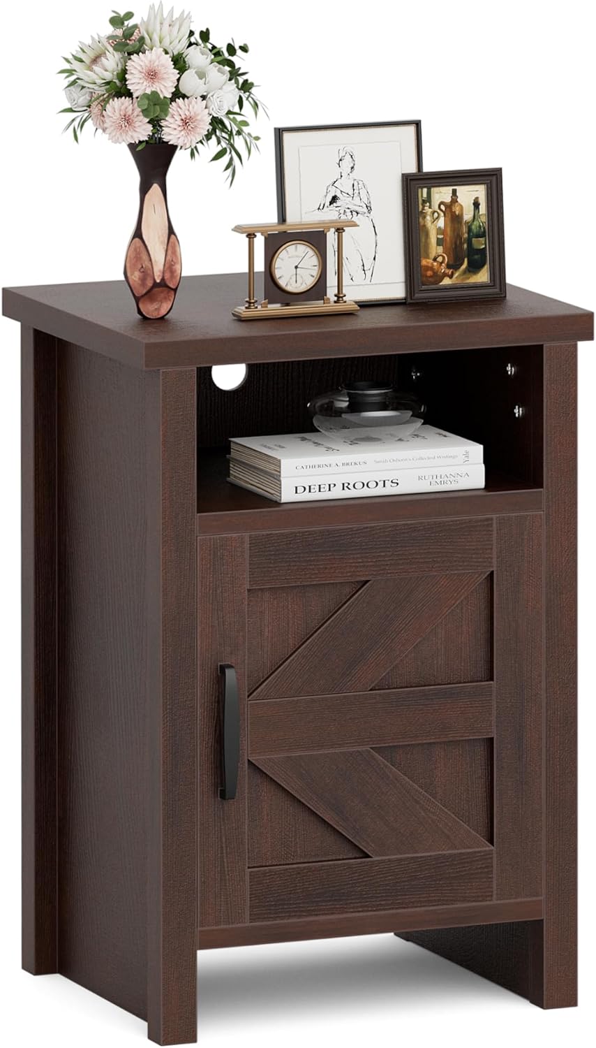 Farmhouse Nightstand with Barn Door Design for Bedroom Use