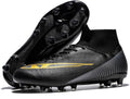 Mens Soccer Cleats High Top Breathable Training Shoes - White