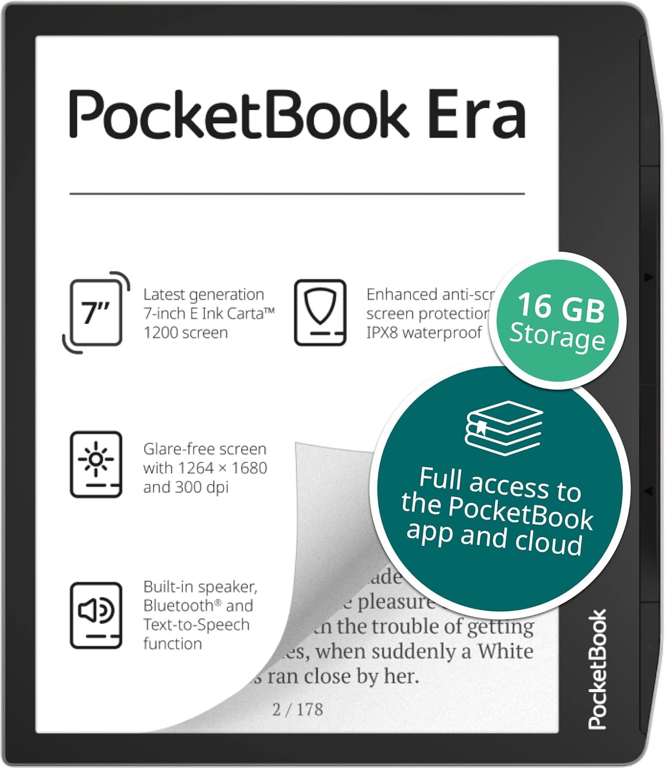 Pocketbook Era E-Reader: Waterproof, Glare-Free, 16GB Storage