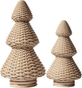 Brown Rattan Style Christmas Tree Figurines - Set of 2