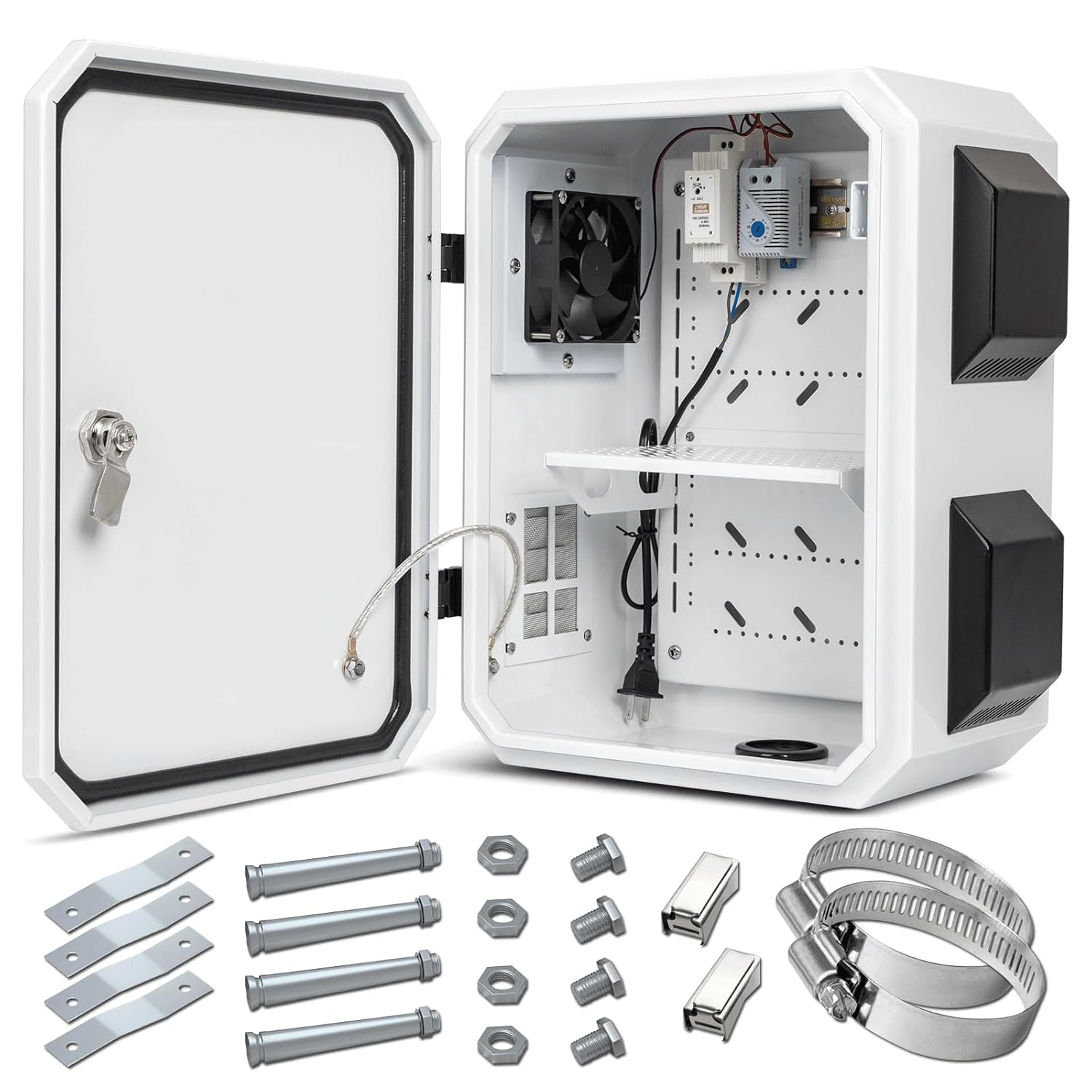 Outdoor Electrical Box with Thermostat and Fan for Protection