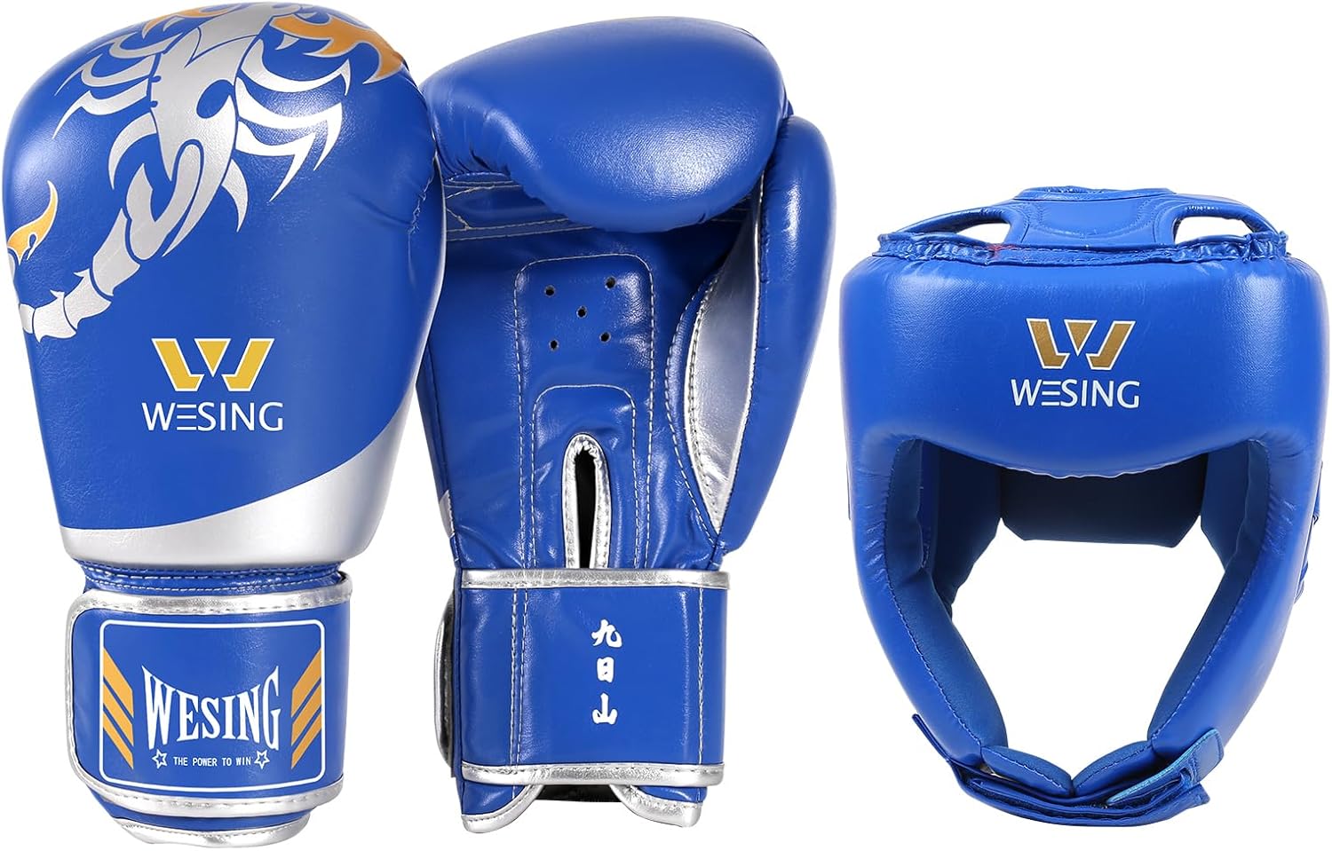 W WESING Headgear & Gloves Set: Ultimate Protection for Kickboxing