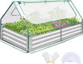 Raised Garden Bed with Greenhouse Cover - Durable Galvanized 6x3x1 ft