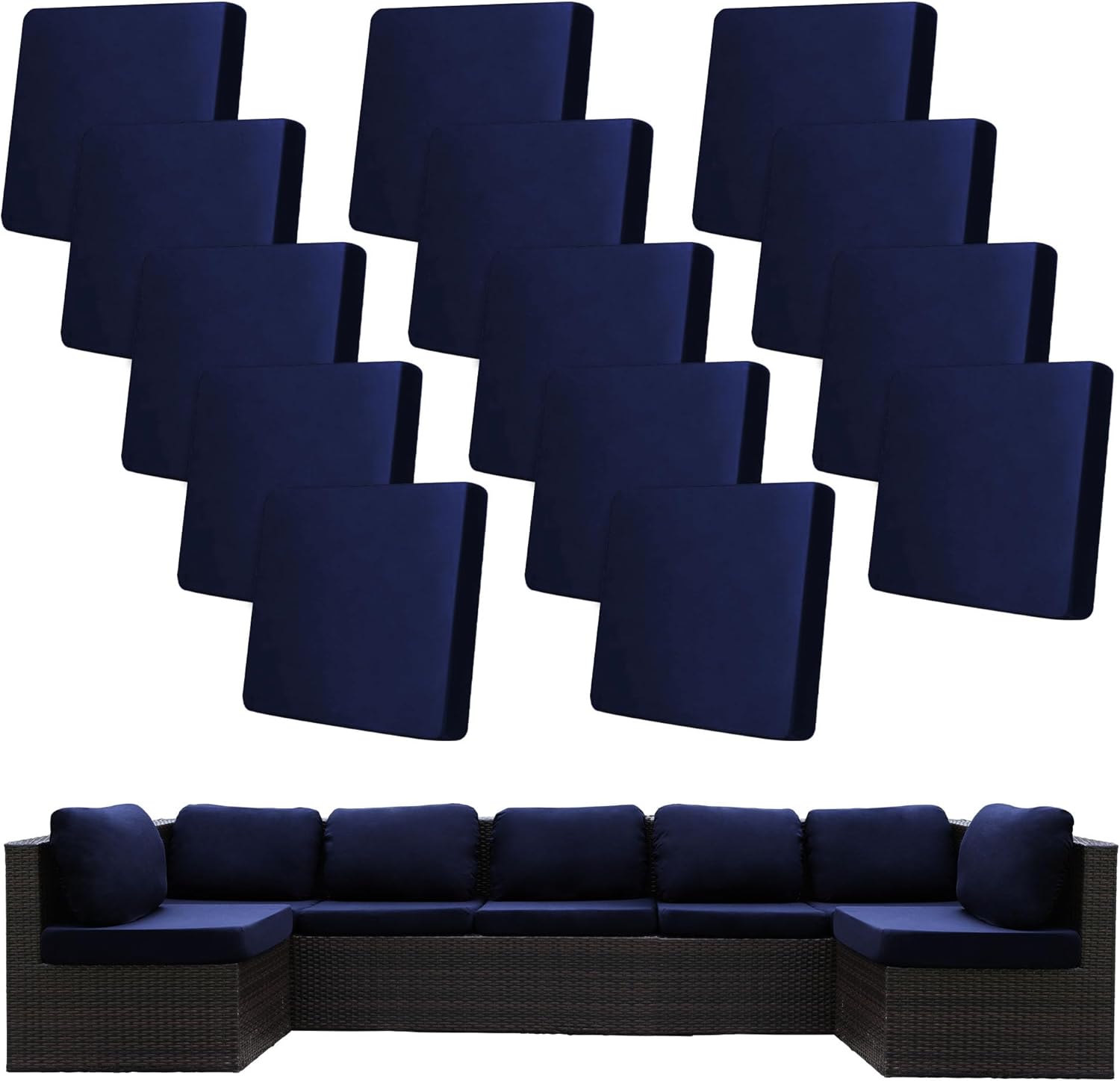 14Pcs Stretch Patio Cushion Covers for Outdoor Furniture Use