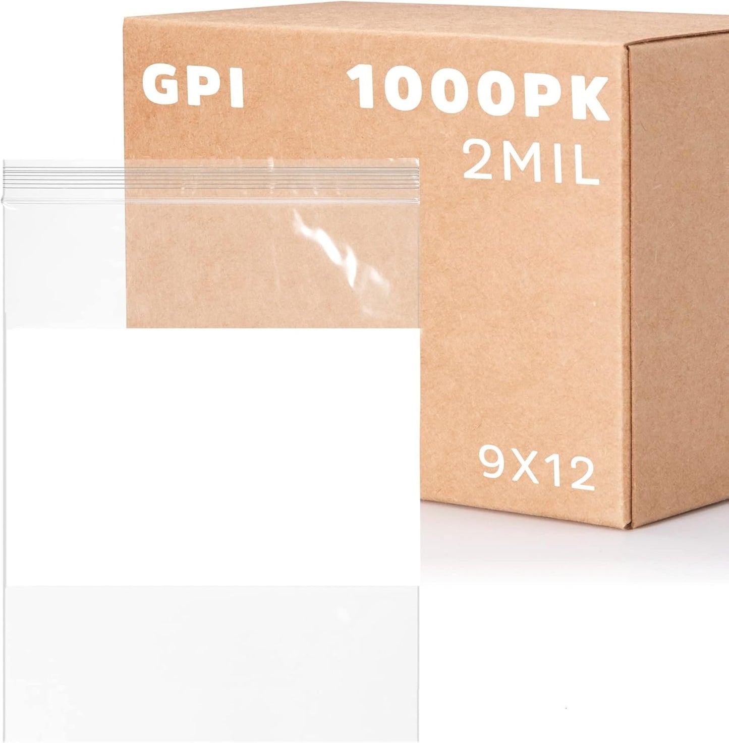 GPI 9in x 12in Clear Plastic Reclosable Zip Bags for Storage