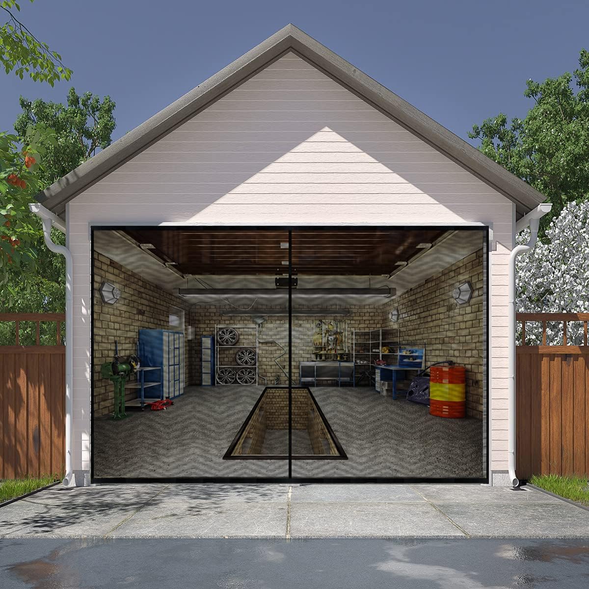 LIAMST Garage Door Screen for 9x7FT - Magnetic Screen Door