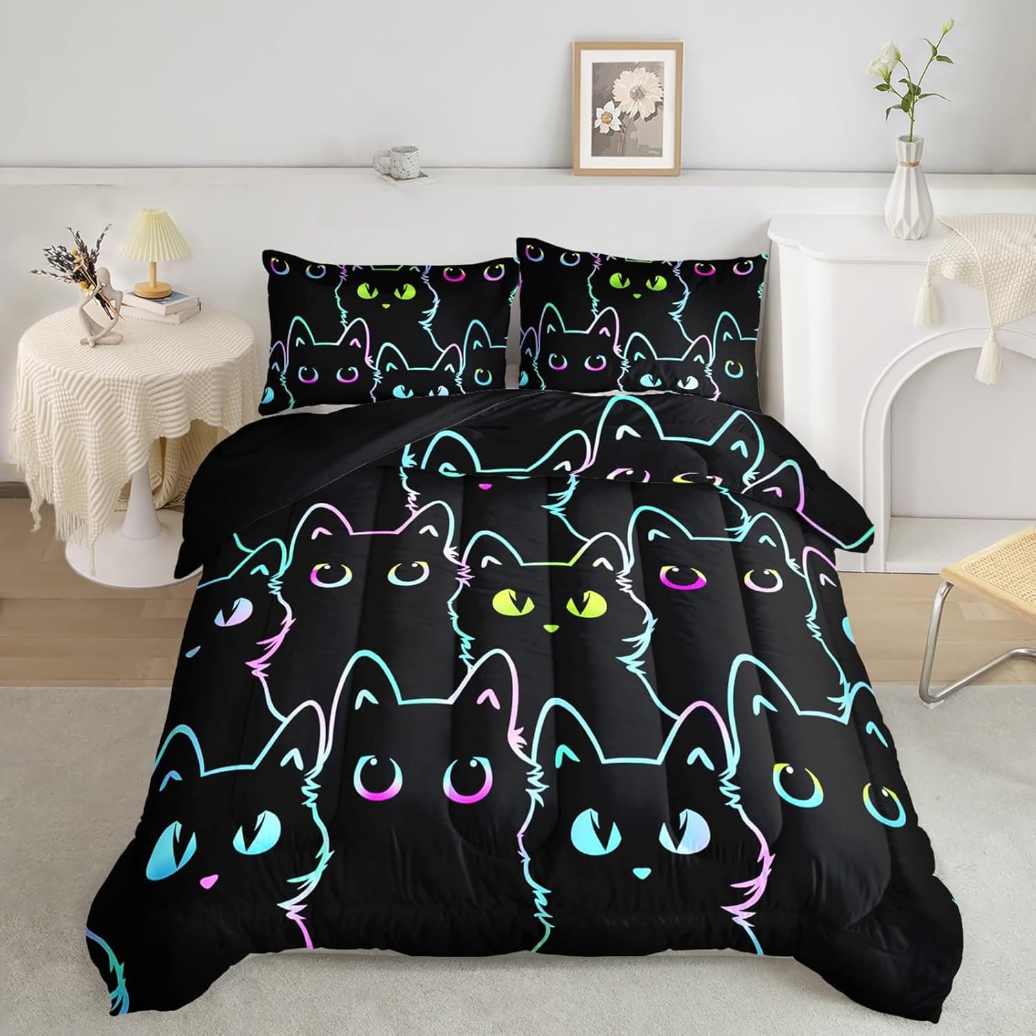 Axolotl Kids Bedding Cartoon Cat Comforter Set for All Seasons