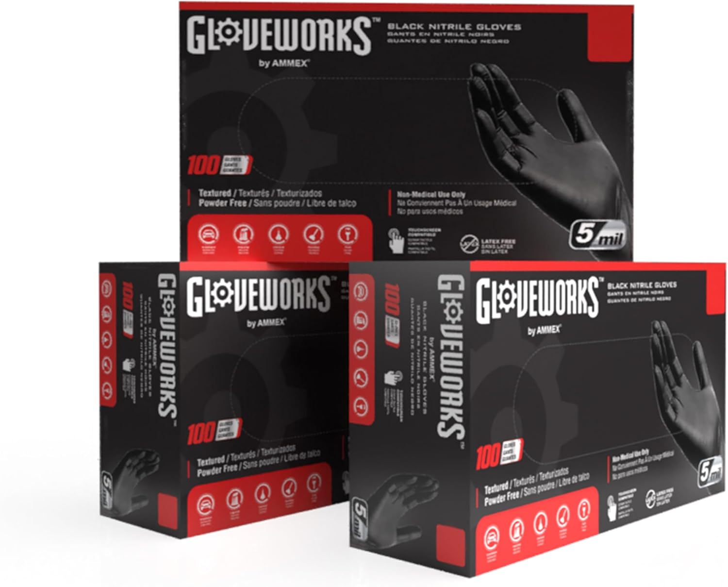 GLOVEWORKS Black Nitrile Gloves for Mechanics and Cleaning Tasks