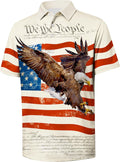 V VALANCH Mens American Flag Polo Shirt for Patriotic Events