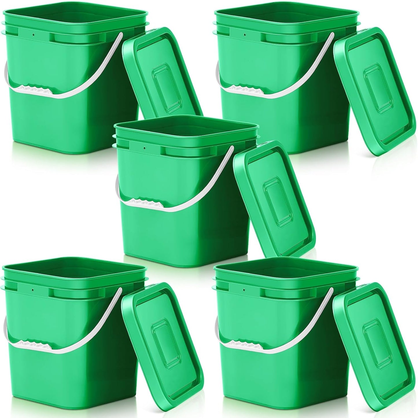 Mumufy 5 Pcs 3.5 Gallon Square Food Grade Bucket with Lid