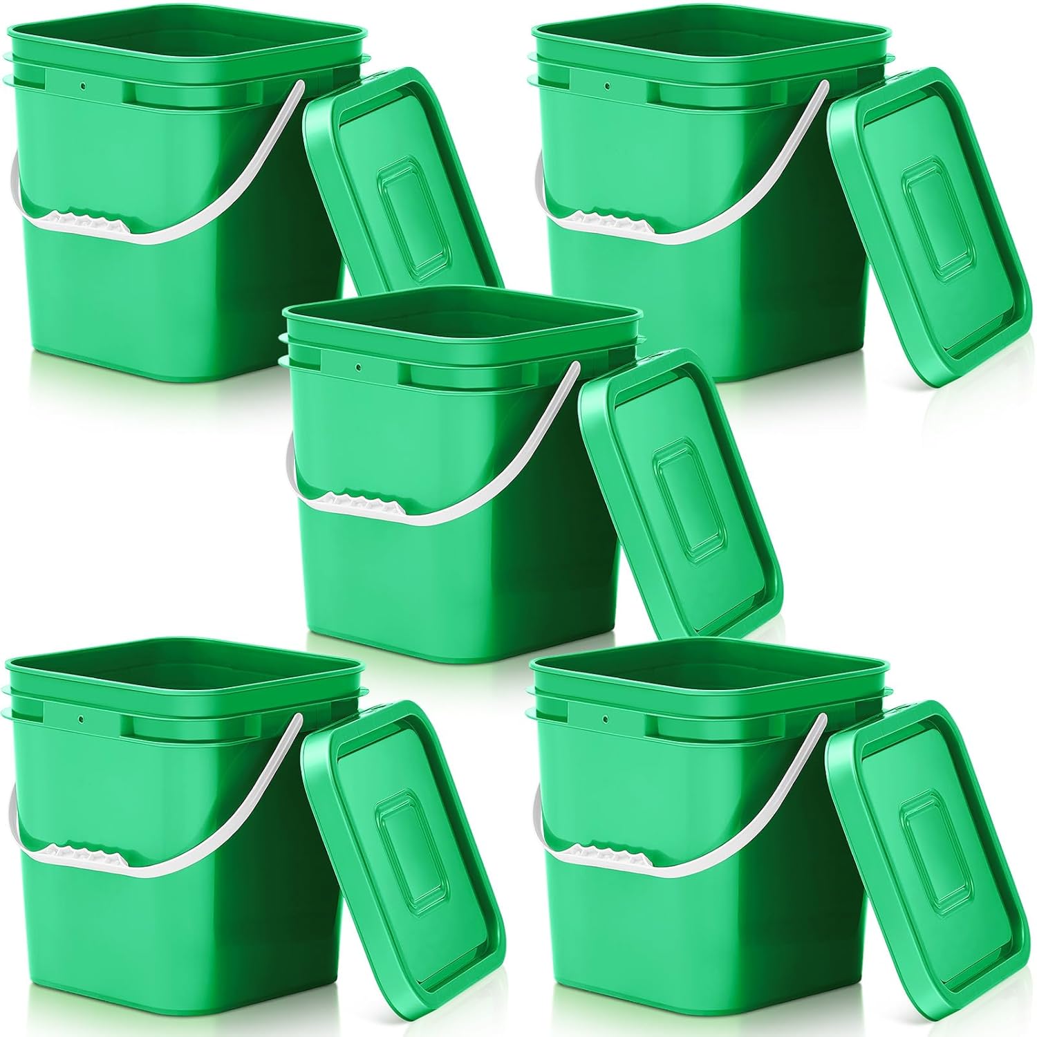 Mumufy 5 Pcs 3.5 Gallon Square Food Grade Bucket with Lid