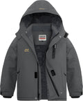 WULFUL Boy's Waterproof Ski Jackets Warm Fleece Lined Hooded Winter so