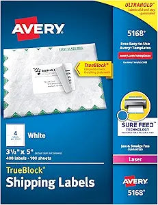 Avery Shipping Address Labels for Laser Printers, 400 Count