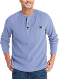 ZITY Long Sleeve Henley Waffle Thermal Shirt - Casual Warm Fit