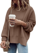Imily Bela Womens Oversized Tunic Sweater - Ribbed Side Slit Pullover