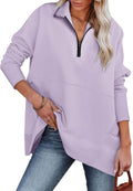 Women's Oversized Half Zip Sweatshirt - Soft Lightweight Pullover