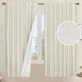 LAMIT Natural 100% Blackout Linen Curtains, 60 x 63 in Pair - Neutral