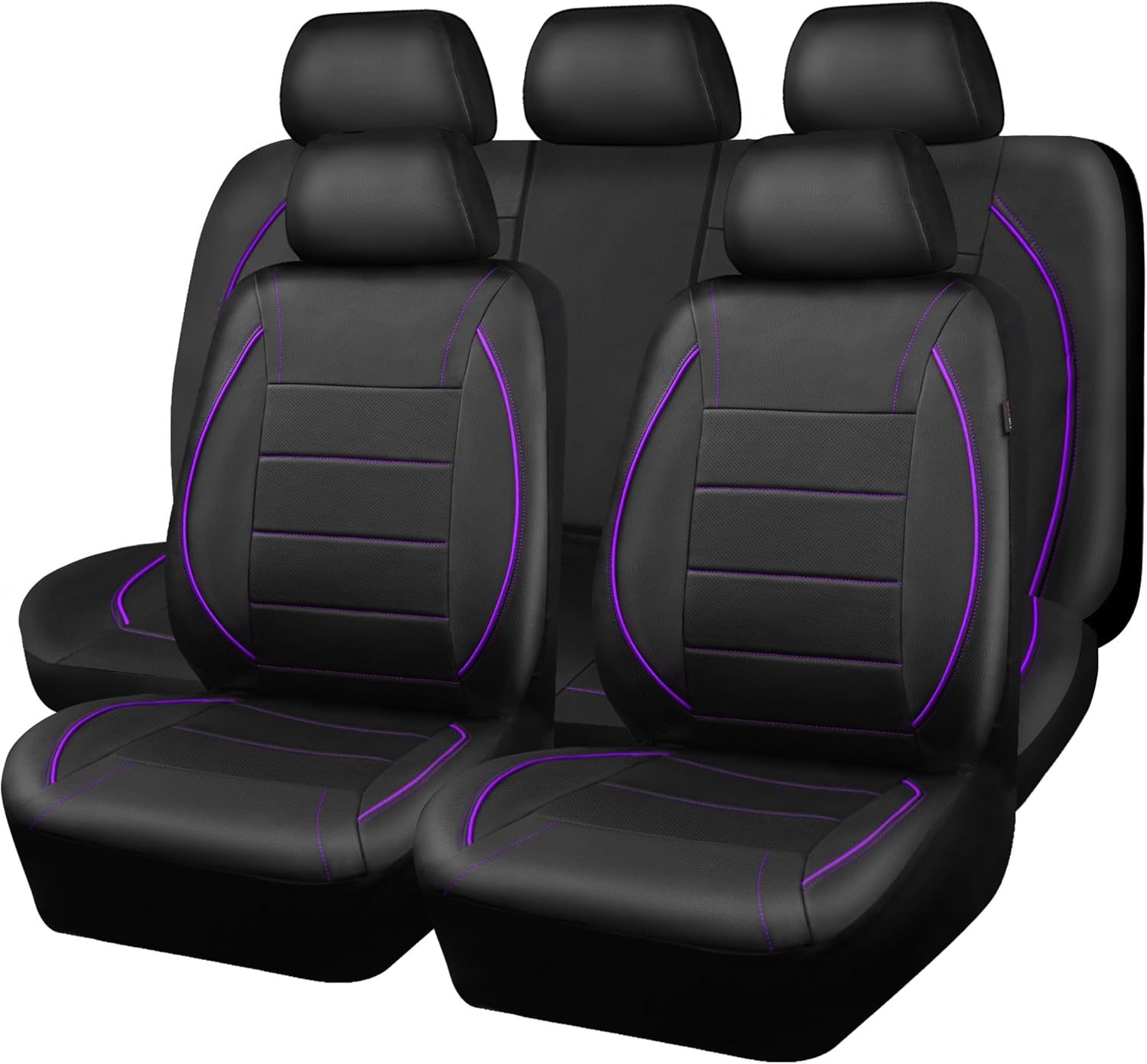 CAR PASS Piping PU Leather Car Seat Cover Set for Vehicles