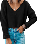 Stylish Cropped Waffle Knit Pullover Top for Women's Fashion