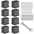 8 Pcs 4x6 Post Base Brackets - Heavy Duty Black Powder-Coated Support
