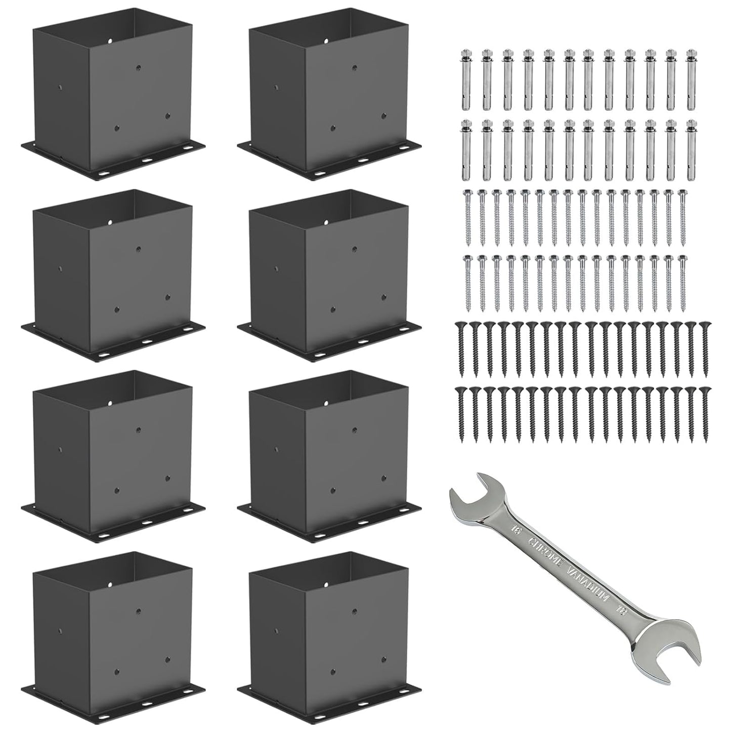 8 Pcs Heavy Duty Black Metal Post Base Brackets for Decks