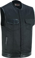 Mens Leather Motorcycle Vest with CCW Pocket - Classic Club Style