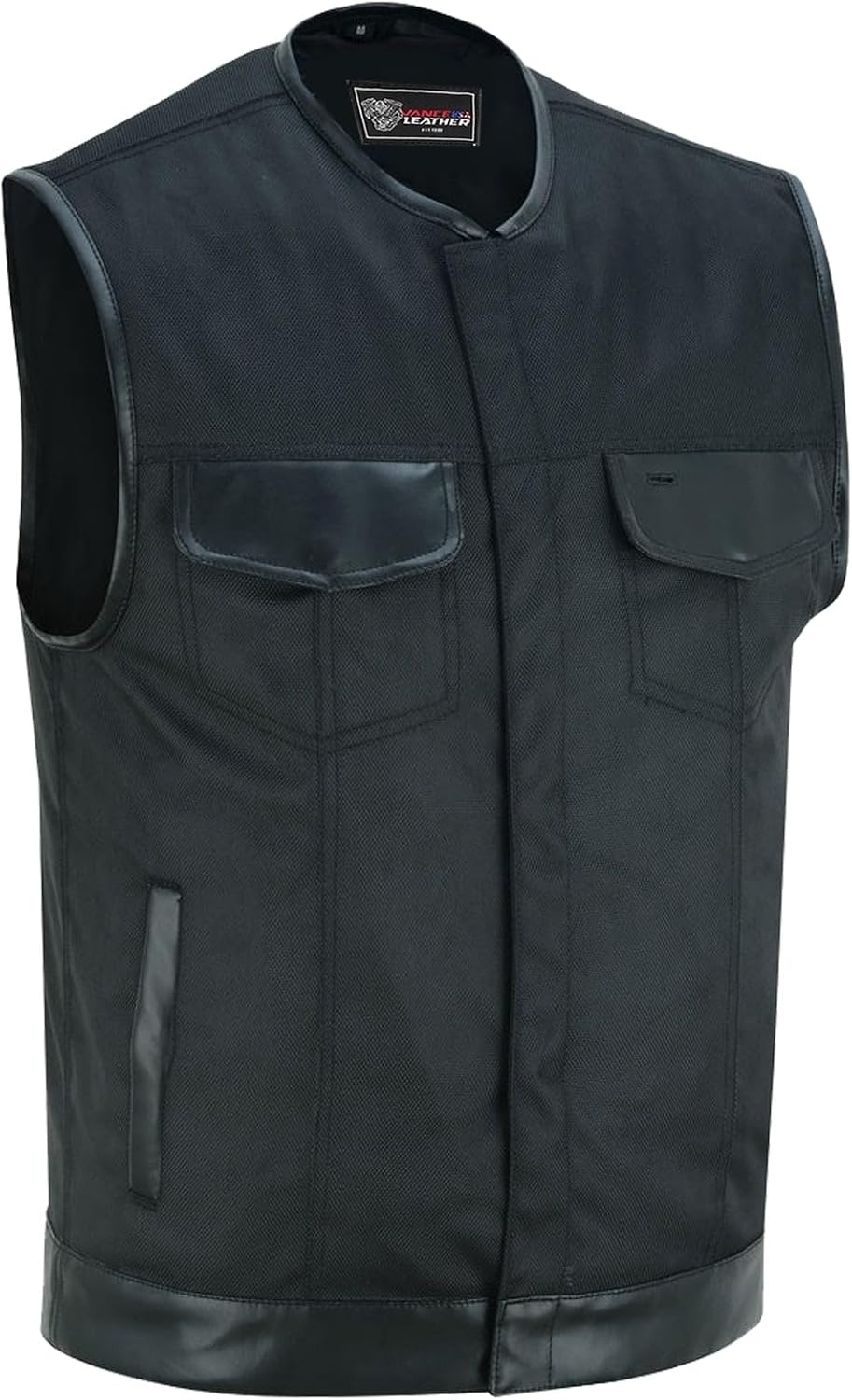 Mens Leather Motorcycle Vest with CCW Pocket for Riders