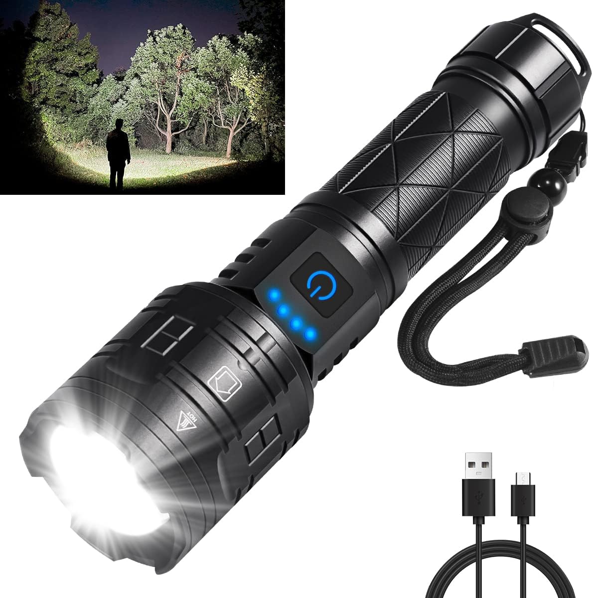 Ultimate Rechargeable Tactical Flashlight, 990,000LM