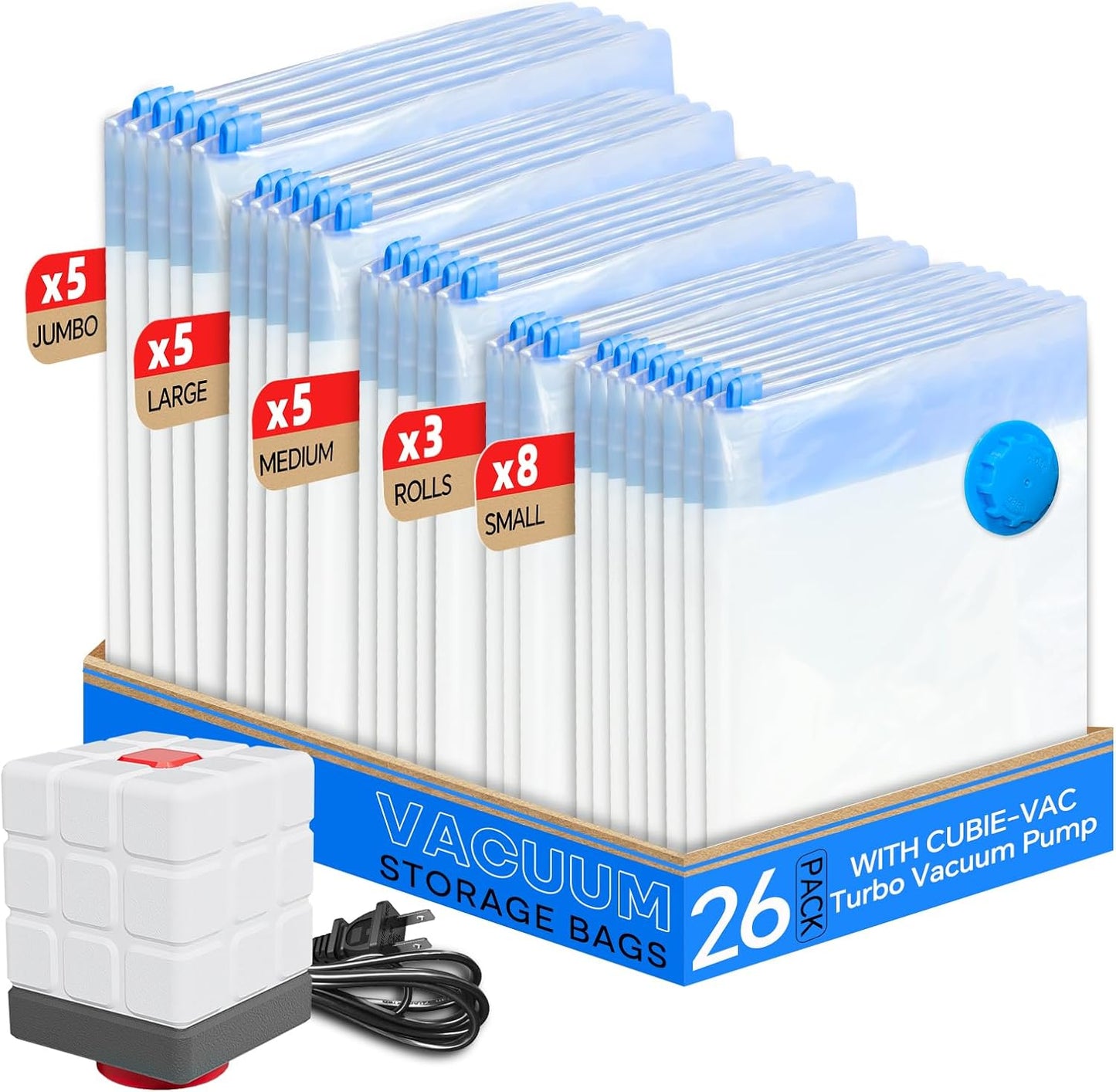Vacuum Storage Bags for Clothing - 26 Pack Space Saver Bags