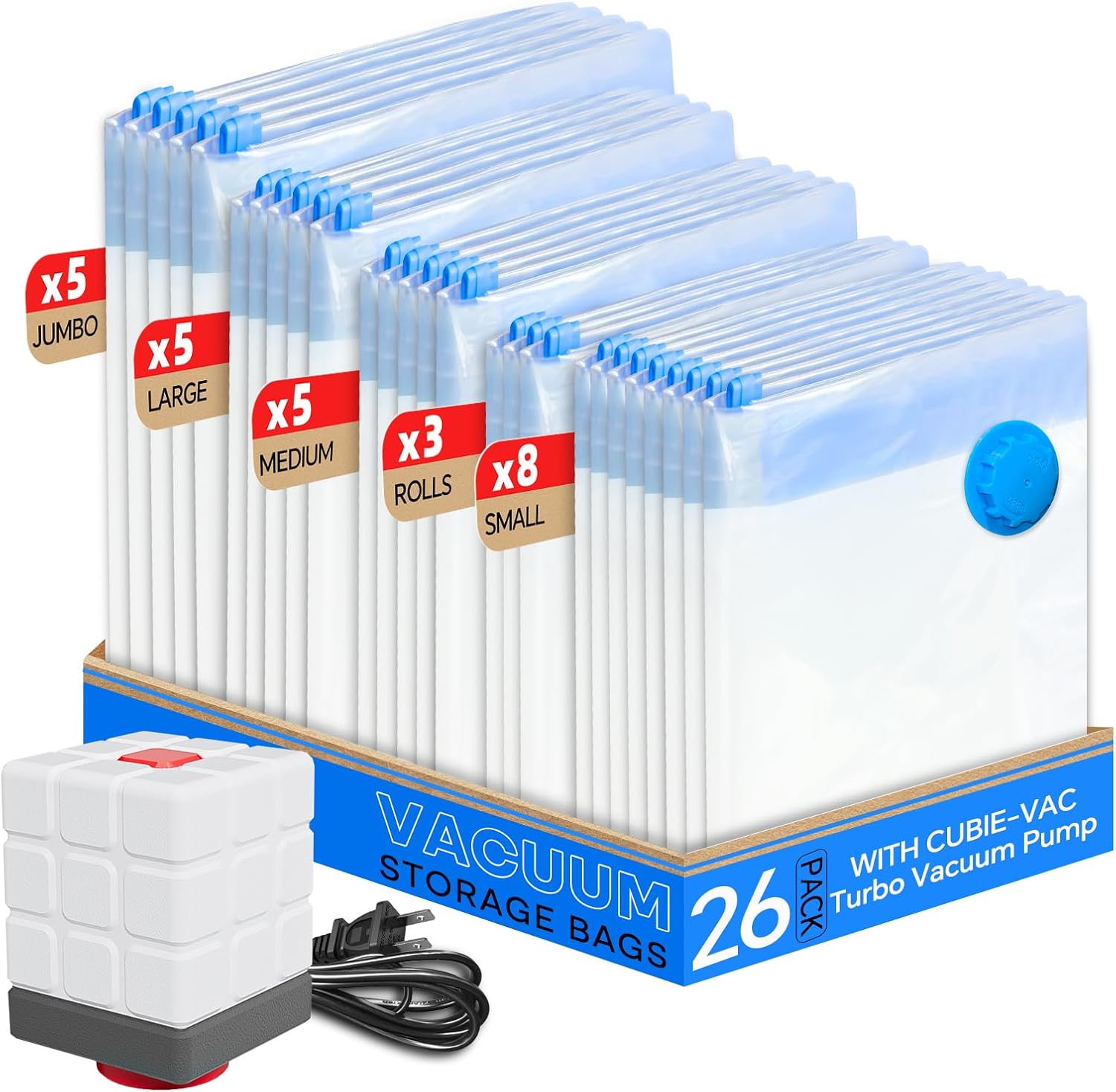 Vacuum Storage Bags for Clothing - 26 Pack Space Saver Bags