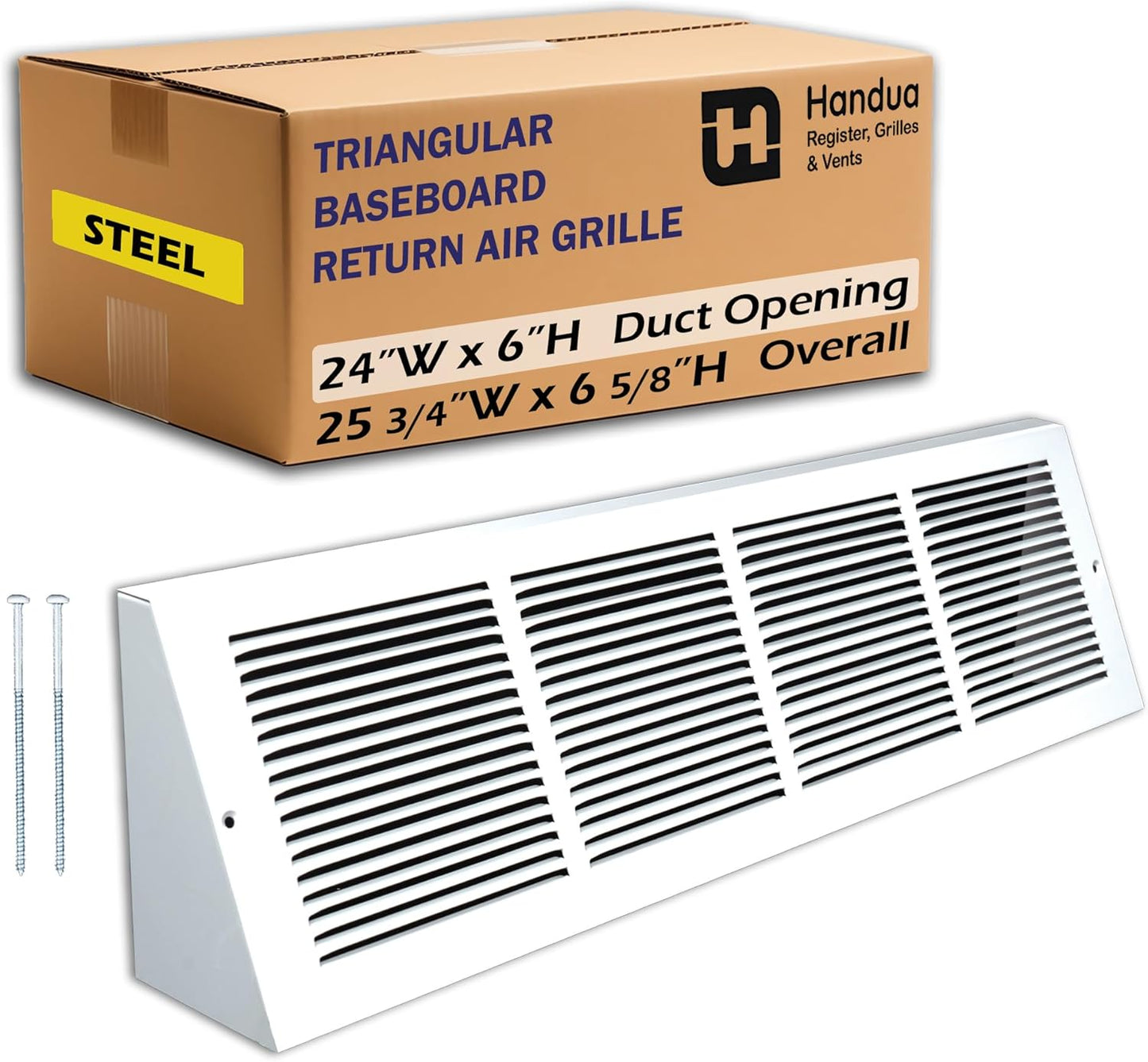 Fits 24x6 Duct Opening Steel Triangular Baseboard Return Air Grille