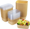 25 oz Disposable Paper Salad Containers 50 Pack - Sturdy Meal Prep