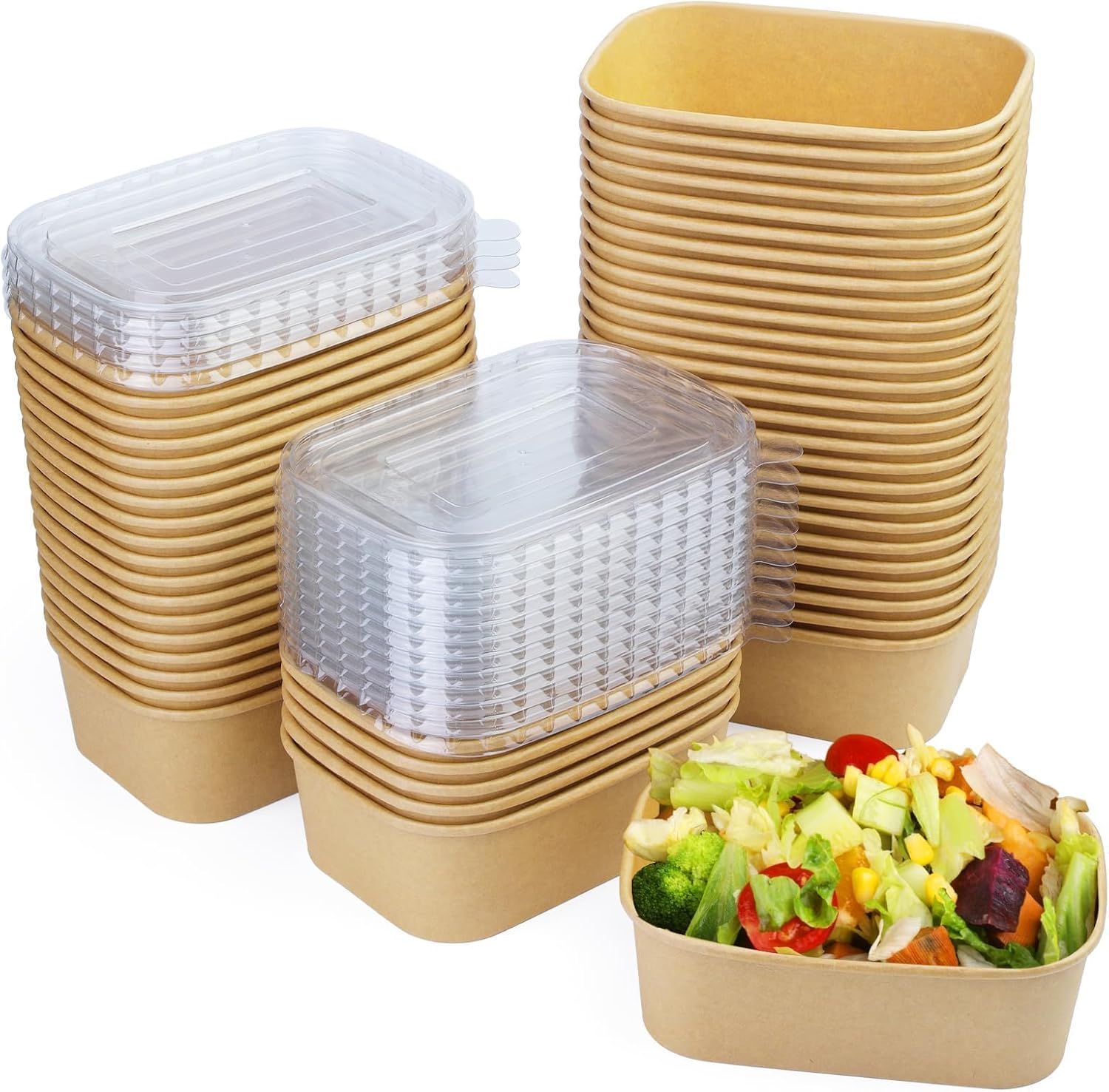 25oz Disposable Paper Salad Containers for Take Out Food