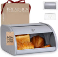Modern Metal Bread Box for Kitchen Countertop - Sleek Roll Top