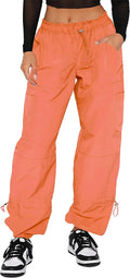 Waitfairy Cargo Pants Women Drawstring Elastic Waist - Baggy Parachute