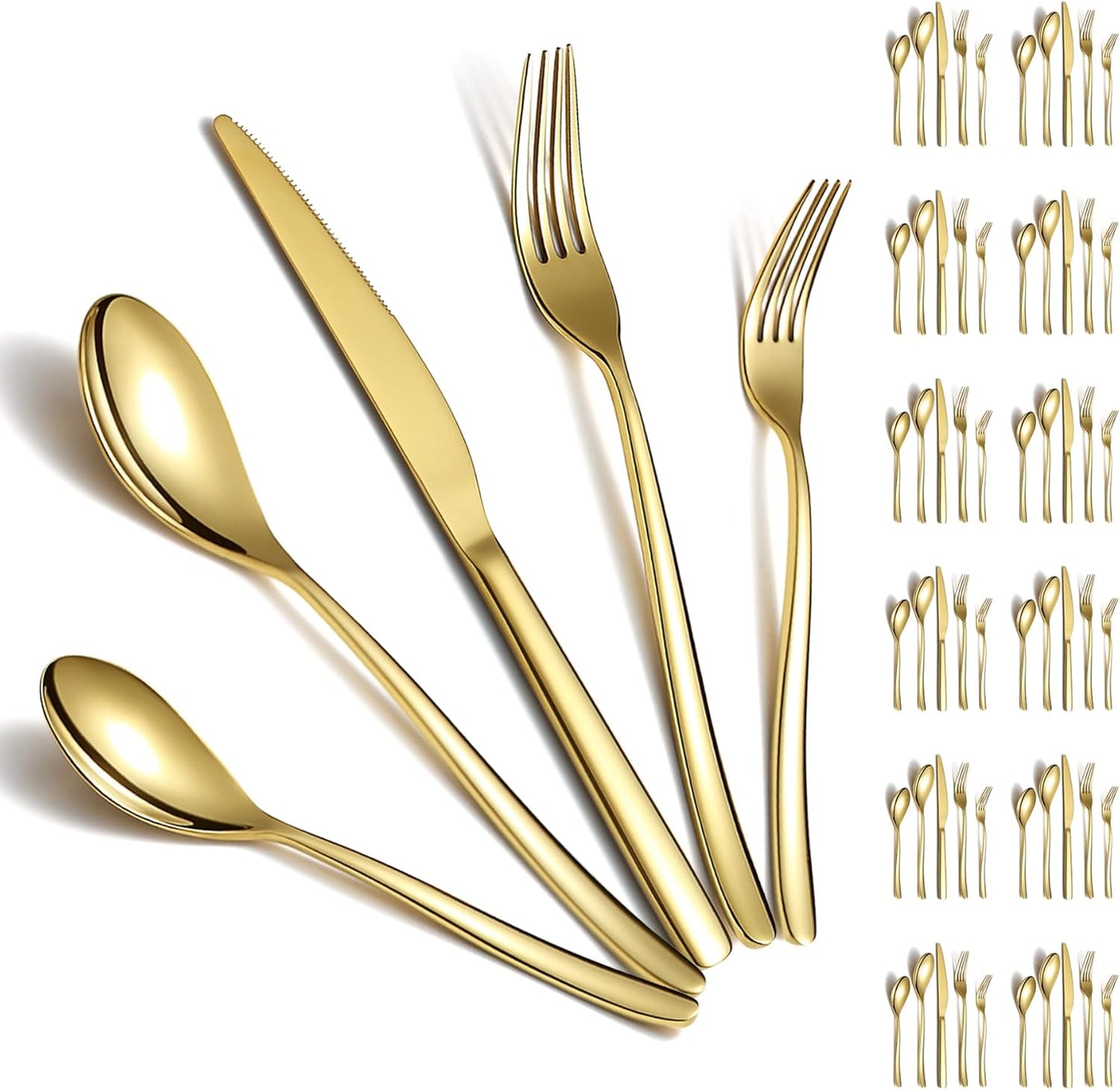 Berglander Gold Silverware Set 60pcs for Elegant Dining