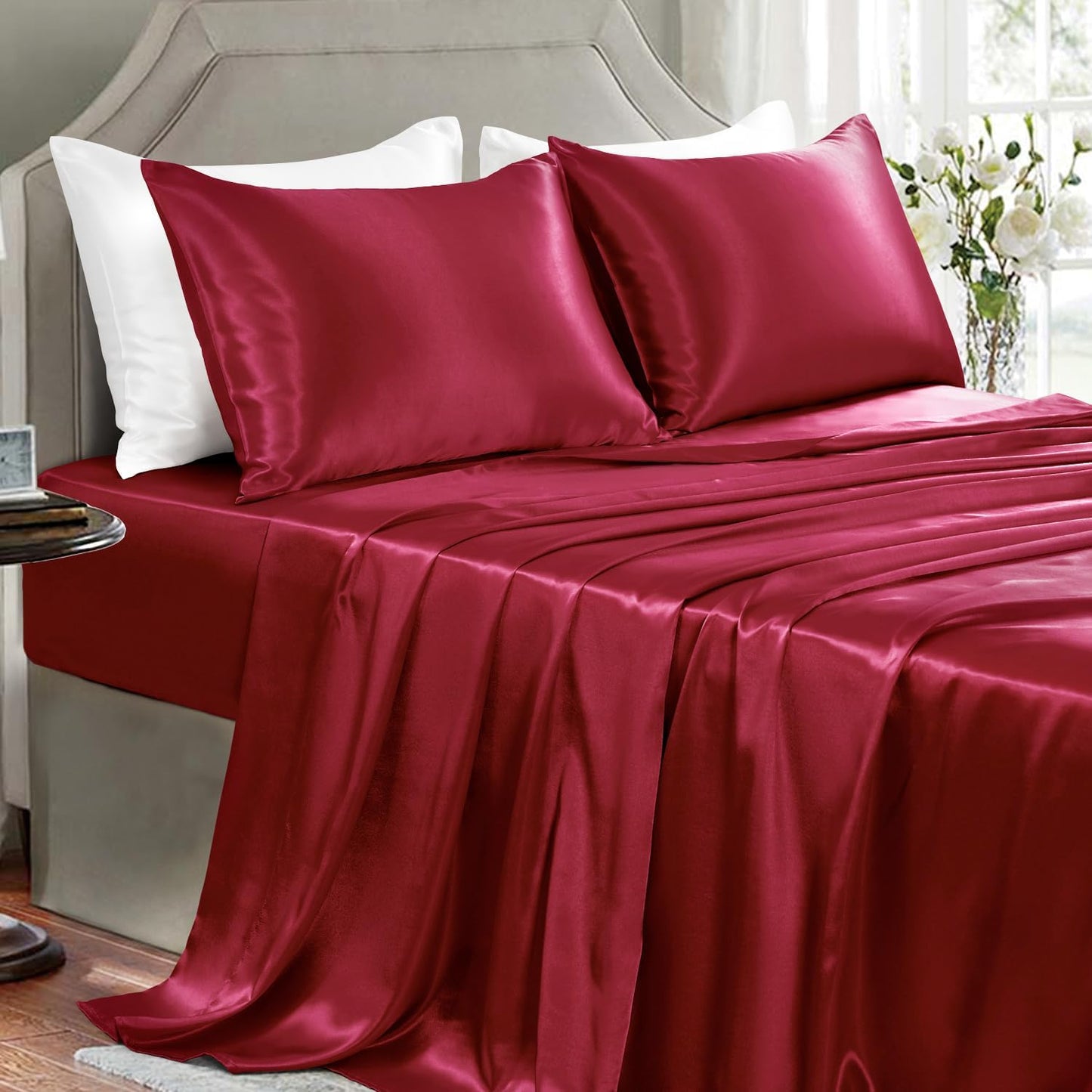 Satin Sheets California King Size - Luxury Silky Soft Set