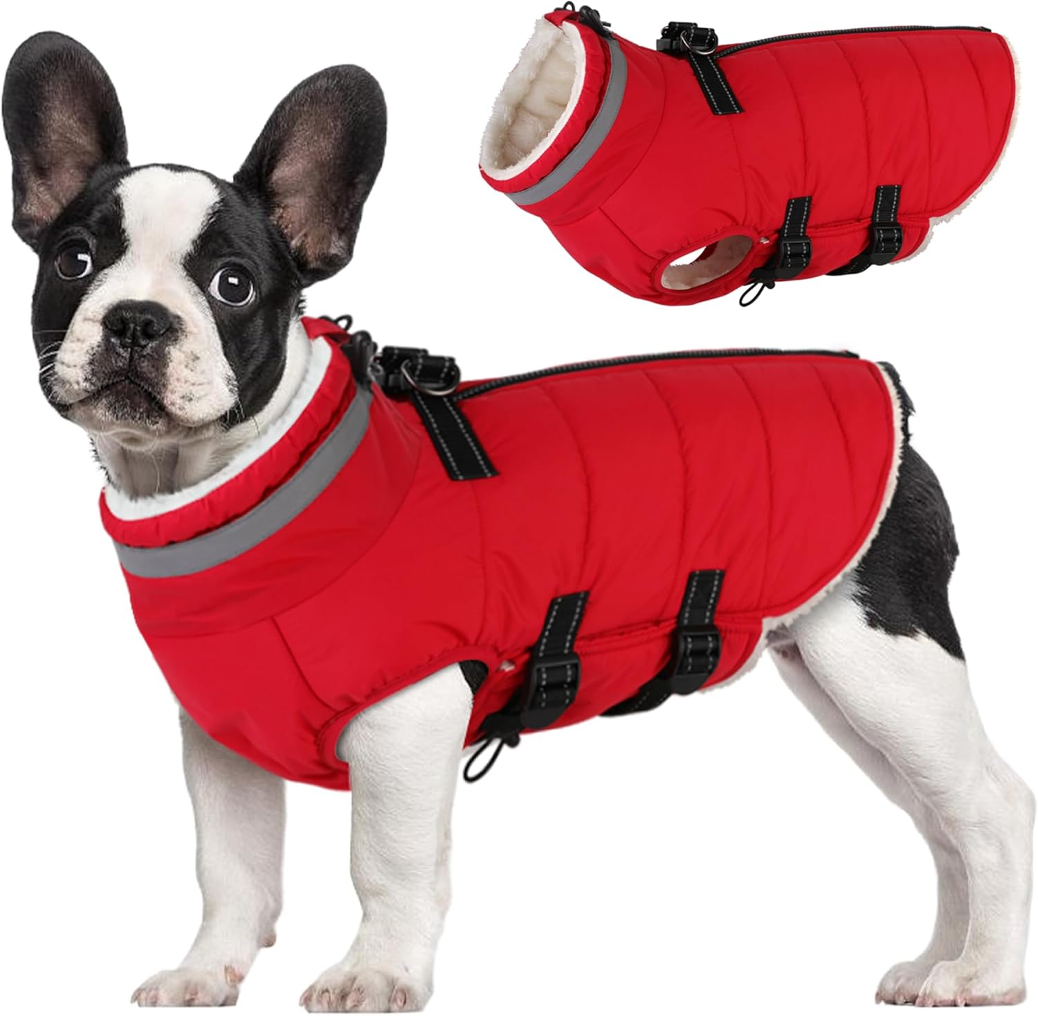 Dog Coat with Harness Built-in - Waterproof Reflective Fleece Lined